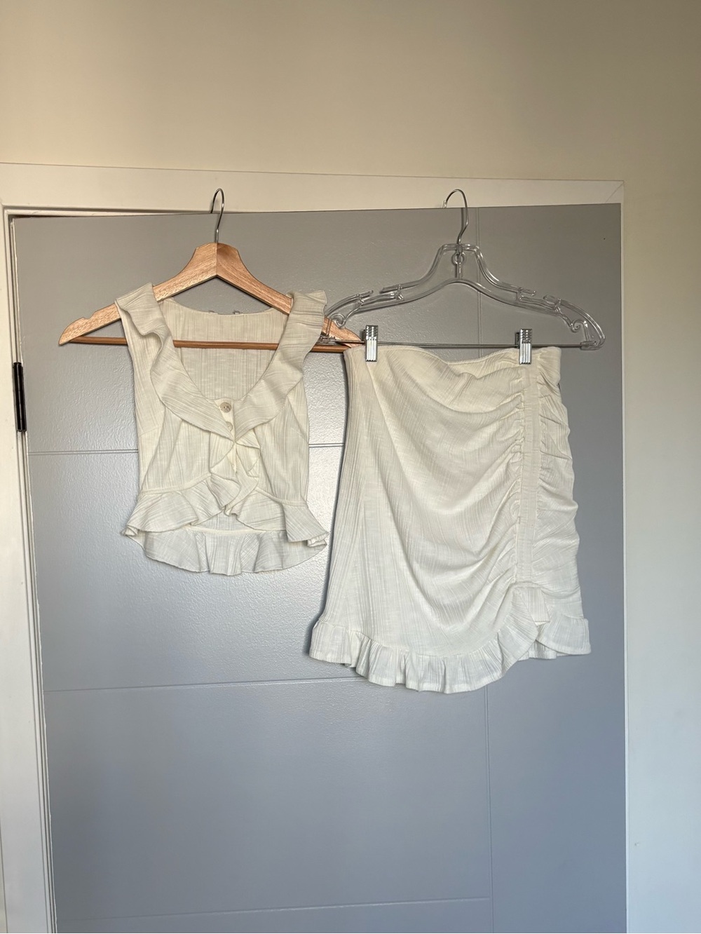 Bellevue The Label Ivory Ruffle Matching Two-Piece Set